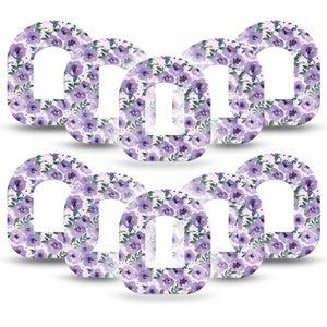 ExpressionMed Flowering Amethyst Omnipod Adhesive Tape, 10-Pack, Purple Floral Design Omnipod Overlay