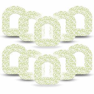 ExpressionMed Sage Greens Pod Tape, 10-Pack, Pastel Green Plant Pattern Design Adhesive Omnipod Patch