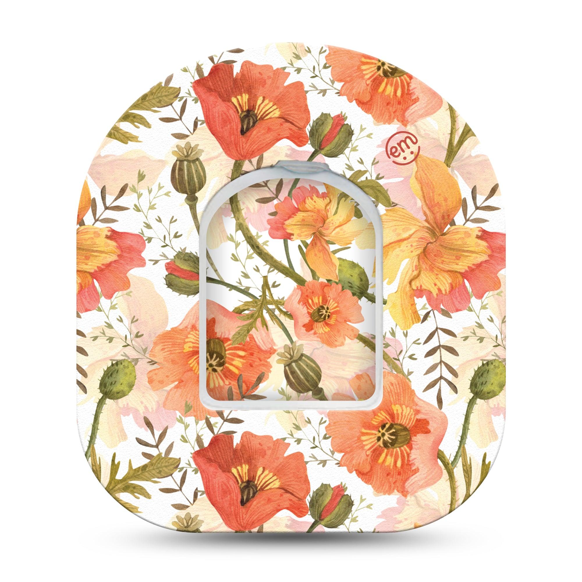 ExpressionMed Peachy Blooms OmniPod Single Tape and Sticker