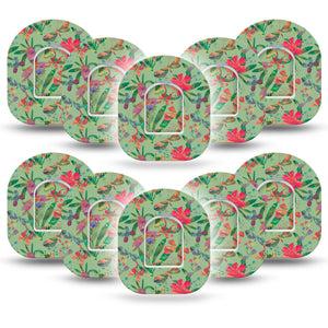 ExpressionMed Garden Butterflies Omniod Tape, 10-Pack, Green Garden, CGM Adhesive Patch Design with center stickers