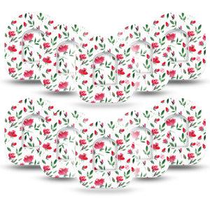 ExpressionMed Rose Garden Omnipod Overlay Tape, 10-Pack, Rose Design with center stickers