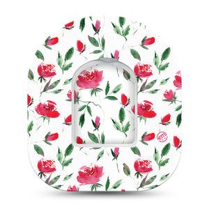 ExpressionMed Rose Garden Omnipod Overlay Tape, single, Rose Design with center sticker