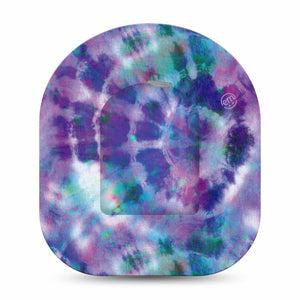 ExpressionMed Purple Tie Dye Pod Full Wrap Sticker Single with Matching Omnipod Patch Sticker Purple-Blue tie Dye Vinyl Graphics Pump design