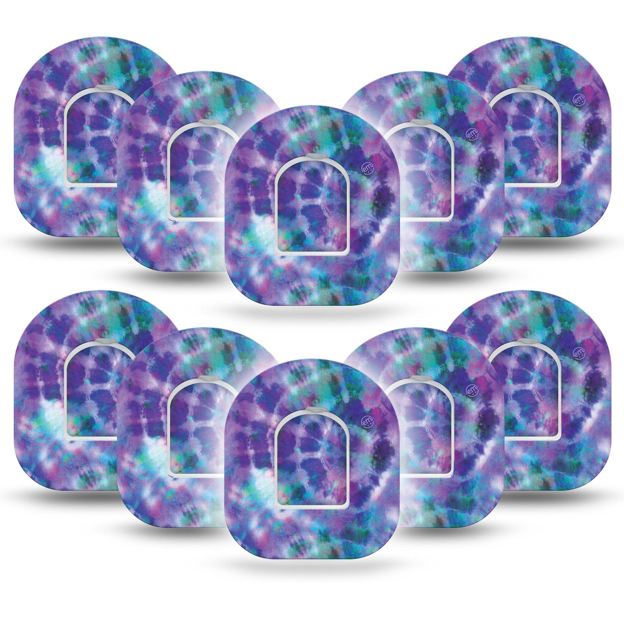 ExpressionMed Purple Tie Dye OmniPod Tape 10-Pack with center stickers