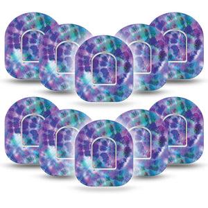 ExpressionMed Purple Tie Dye OmniPod Tape 10-Pack with center stickers