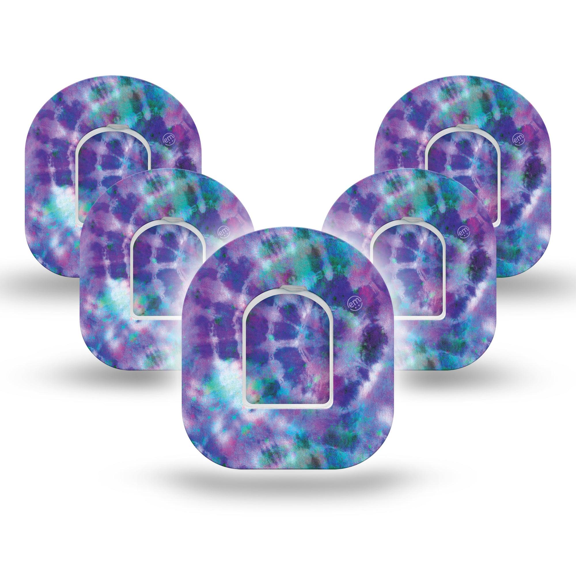 ExpressionMed Purple Tie Dye OmniPod Tape 5-pack with center stickers