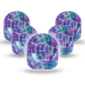 ExpressionMed Purple Tie Dye OmniPod Tape 5-pack with center stickers