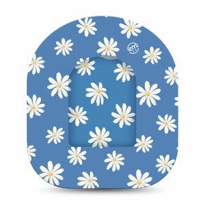 ExpressionMed Painted Flower Variety Pod Full Wrap Sticker Single with Matching Omnipod Patch Sticker Navy with Pink Florals Decorative Decal Pump design