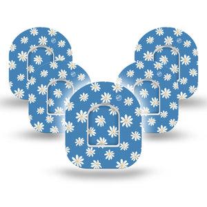 ExpressionMed Watercolor Poppies Omnipod Tape 5-Pack Tape + 5-Pack Sticker White Flowerets Themed, Adhesive Patch Pump Design