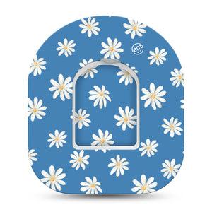 ExpressionMed Watercolor Poppies Omnipod Tape Single Tape and Single Sticker White Daisies Inspired, Adhesive Patch Pump Design
