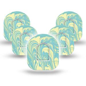ExpressionMed Mixed Playdough Omnipod Overlay Tape, 5-Pack, Fun Playdough Design Pump Tape with center stickers