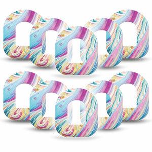 Shimmering Marble Omnipod Overlay Tape, 10-Pack, Colorful Pump Tape Design