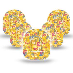 ExpressionMed Yellow Butterfly Wings Omniod Tape, 5-Pack, Elegant Wings, CGM Plaster Patch Design with center stickers
