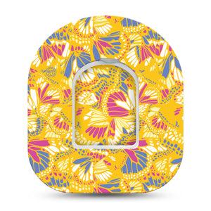 ExpressionMed Yellow Butterfly Wings Omnipod Tape, Single, Colorful Butterfly, CGM Overlay Patch Design with center sticker