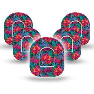 Bold Petals Pod Tape, 5-pack, Bold Toned Florals Inspired Design Plaster Patch with center stickers