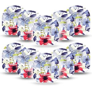 ExpressionMed Red White & Blue Flowers Pod Tape 10-Pack with center stickers
