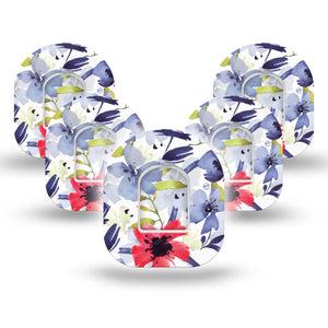 ExpressionMed Red White & Blue Flowers Pod Tape 5-Pack with center stickers