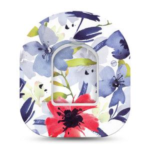 ExpressionMed Red White & Blue Flowers Pod Tape with center sticker