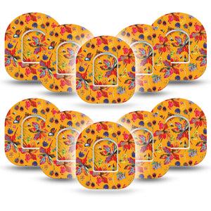 ExpressionMed Buzzing Wings Omniod Tape, 10-Pack Sticker and 10-Pack Tapes, Colorful Garden, CGM Overlay Patch Design
