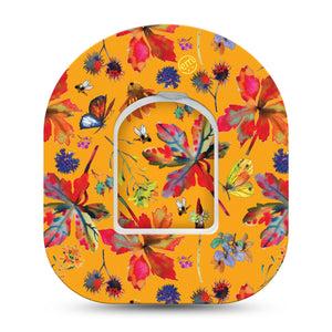 ExpressionMed Buzzing Wings Omniod Tape, Single Tape and Sticker, Colorful Garden, CGM Overlay Patch Design