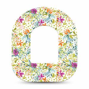 Summer Greenery Pod Tape, Single, Water Colored Green Orange and Purple Florals Inspired, CGM Patch Design