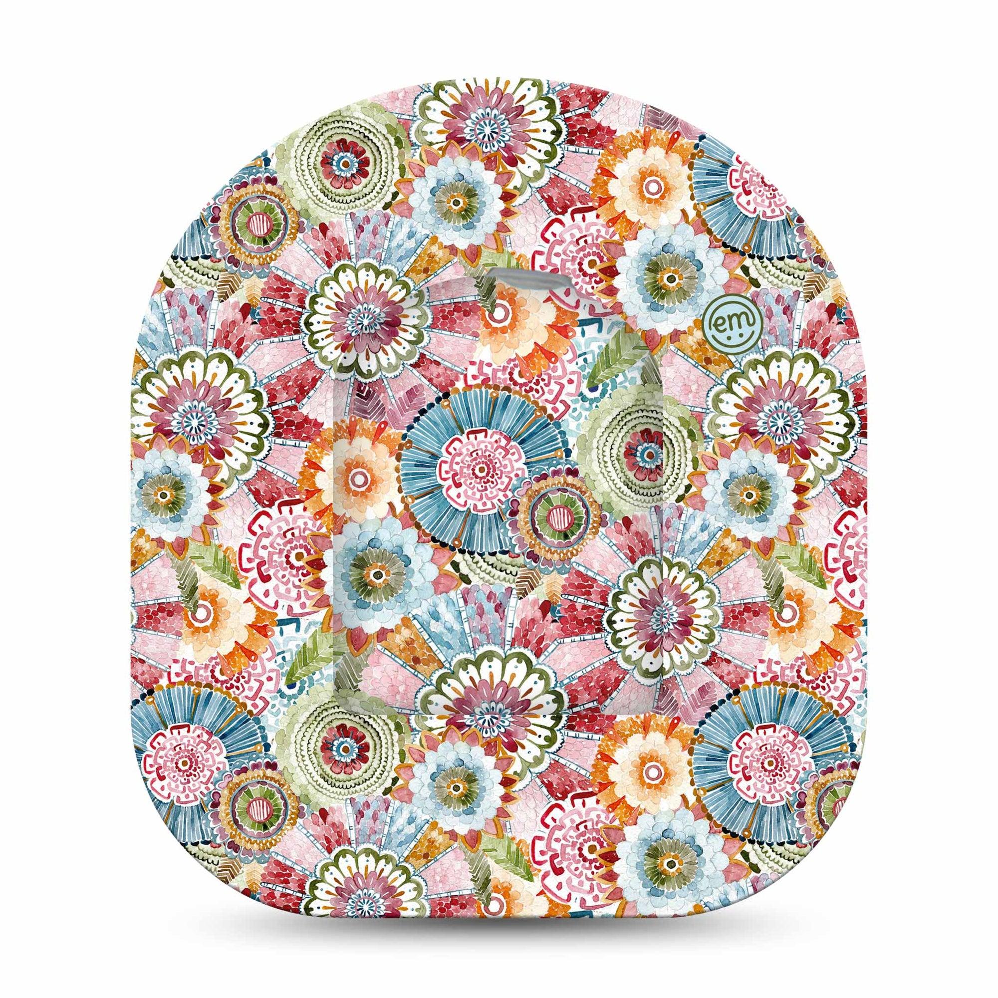 ExpressionMed Petal Print Pod Full Wrap Sticker Single with Matching Omnipod Patch Sticker Muted colored small floral print design Vinyl Decoration Pump design