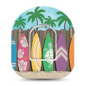Surfs Up Pod Tape, Single, Colorful Surfboards Inspired, CGM Adhesive Patch Design with center sticker