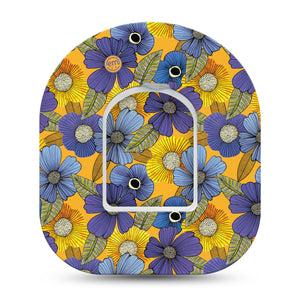 purple and yellow tape for omnipod with sticker