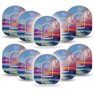 ExpressionMed Painted Skies  Omnipod Tape 10-Pack Tape and 10-Pack Sticker Warm Glow, Adhesive Patch Pump Design