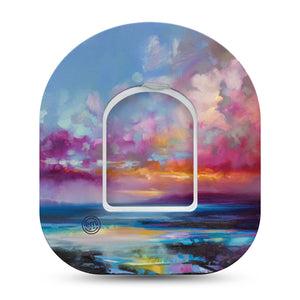 ExpressionMed Painted Skies Omnipod Tape Single Tape and Single Sticker Evening Hues,  Adhesive Patch Pump Design