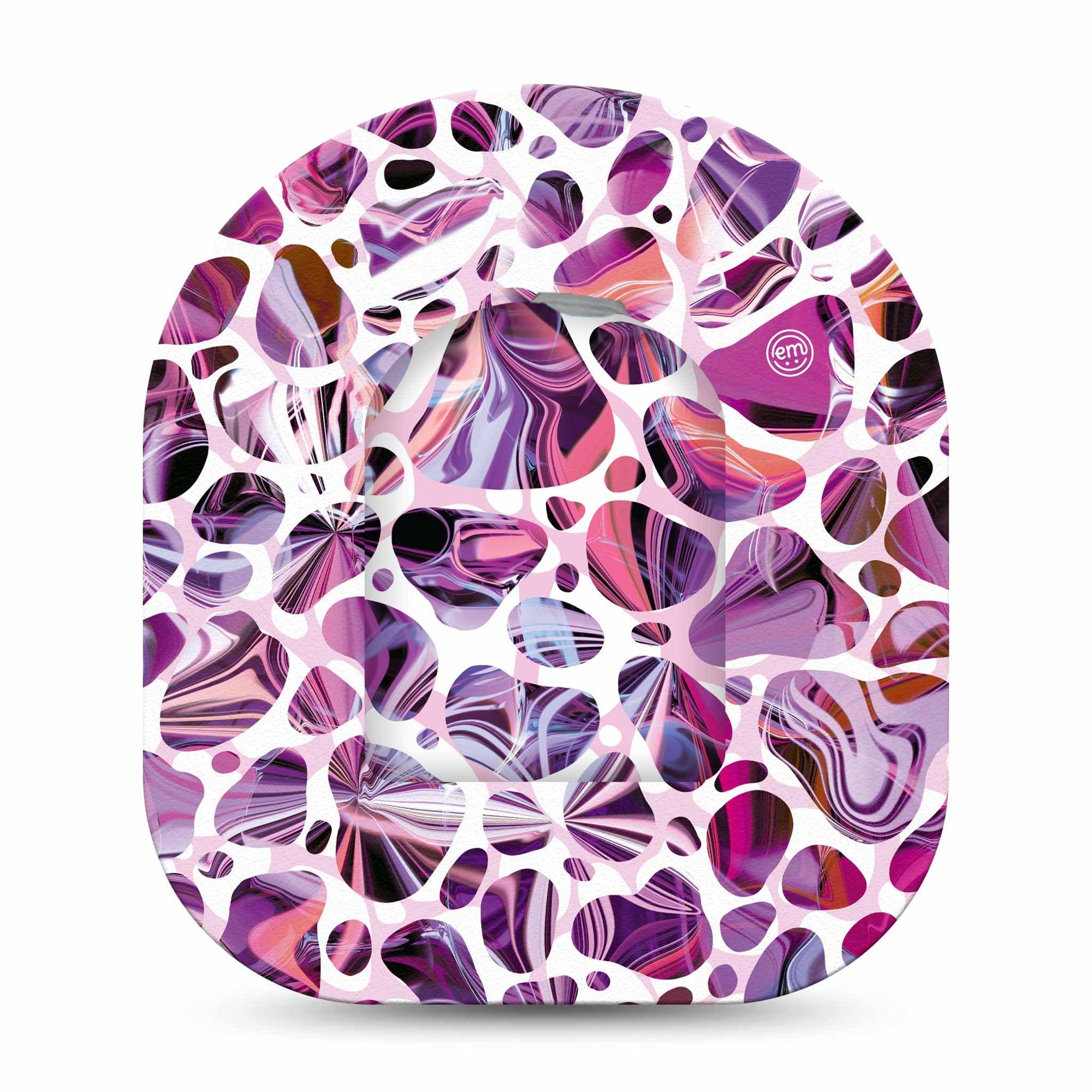 ExpressionMed Purple Pebbles Pod Full Wrap Sticker with Matching Omnipod Adhesive Patch Purple Glass Pebble Inspired Vinyl Decorative Pump Design