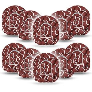 ExpressionMed 10-Pack Football Omnipod Insulin Pump Adhesive Patches with center stickers