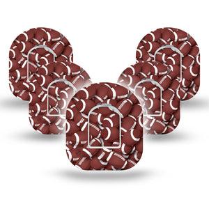 ExpressionMed Football Omnipod Insulin Pump Adhesive Patch sports tape 5-pack with center stickers