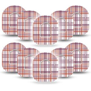Auburn Plaid Omnipod Tape, 10-pack, Plaid Fall Fashion Adhesive Tapes and Stickers