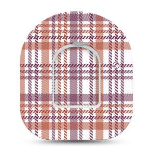 Auburn Plaid Omnipod Tape, Single, Plaid Fall Fashion Adhesive with center sticker