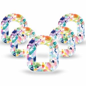 ExpressionMed Kaleidoscope Pod Tape, 5-Pack, Psychedelic Colors Inspired, CGM Plaster Patch Design