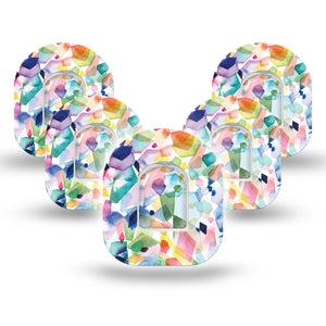 ExpressionMed Kaleidoscope Pod Tape, 5-Pack Tape and 5-Pack Sticker, Psychedelic Colors Inspired, CGM Plaster Patch Design