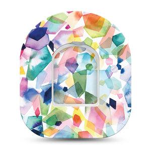 ExpressionMed Kaleidoscope Pod Tape, Single Tape and Sticker, Colorful Montage Themed, CGM Adhesive Patch Design