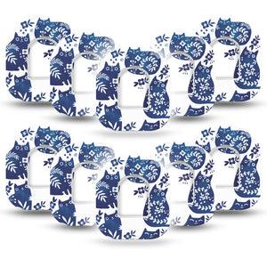 10-Pack Blue Delft Kittens Animals Omnipod Adhesive Covers Tapes and Stickers