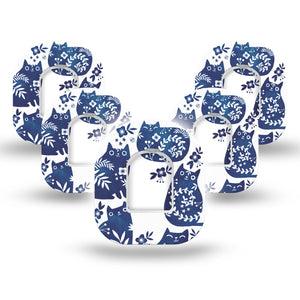 5-Pack Blue Delft Kittens Animals Omnipod Adhesive Covers Tapes and Stickers