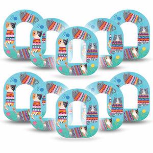 10-Pack Blue Sweater Cats Animals Omnipod Pump Covers Tapes
