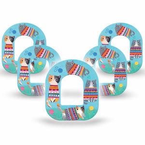 5-Pack Blue Sweater Cats Animals Omnipod Pump Covers Tapes