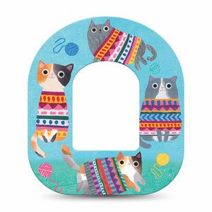 Blue Sweater Cats Animals Omnipod Pump Cover Single Tape
