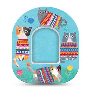 Blue Sweater Cats Animals Omnipod Pump Cover Single Tape and Sticker