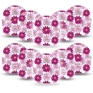 10-Pack Tapes and 10-Pack Stickers Brilliant Daisies Omnipod Insulin Pump Patches