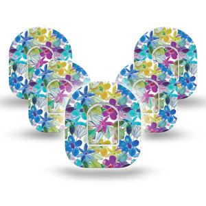 5-Pack Watercolor Floral Omnipod Patches Tapes and Stickers