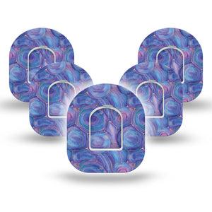 ExpressionMed Purple Agate Omnipod Tape, 5-Pack, Purple Fall Pump Overlay Tape with center stickers
