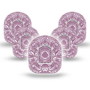 Burgundy Floral Omnipod Overlay Tape, 5-Pack Tape and 5-Pack Sticker, Fall Fashion Pod Adhesive