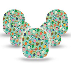 ExpressionMed Sea Turtles Omnipod Tape, 5-Pack Tape and 5-Pack Sticker Bale Of Turtles Inspired, Adhesive Patch Pump Design