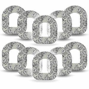 Black Lace Omnipod Patch, 10-pack, floral lace themed cgm adhesive tape design